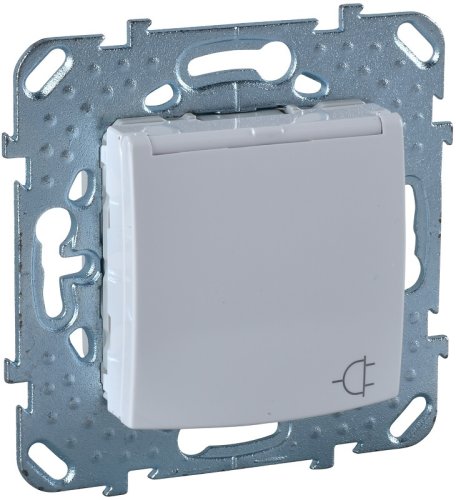 Розетка с заземлением без рамки Schneider Electric Unica 1-м. крышка шторки белый фото Розетка с заземлением без рамки Schneider Electric Unica 1-м. крышка шторки белый картинка